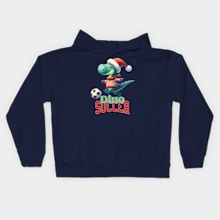 Dinosaur Christmas Soccer Kids Hoodie